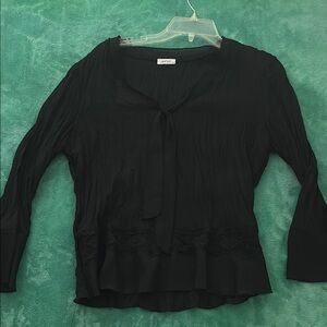 Jaipur Black Women's Blouse with Tie Accent